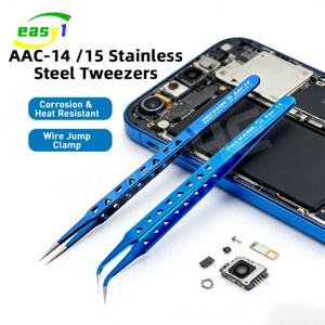 MECHANIC Aac-14/15 고정밀 스테인레스 스틸 핀셋 휴대폰 수리용 열 분산 구멍이 있는 날개형 와이어 스폿 용접 클립