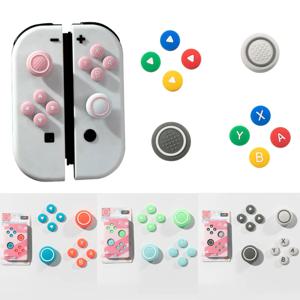 새로운 디자인 실리콘 소프트 D 패드 크로스 버튼 ABXY 키 스티커 스킨 케이스 스위치 Oled NS 조이 콘 엄지 스틱 그립 캡 커버