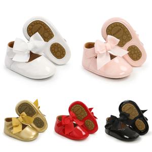 Meckior 아기 신발 Bowknot 고무 단독 미끄럼 방지 PU 발레 슬리퍼 아기 소녀 드레스 신발 첫 워커 유아용 침대 신발