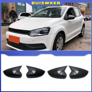 폭스 바겐 폭스 바겐 폴로 MK5 6R 6C 2009-2017 용 2 Pcs ABS 사이드 리어 뷰 윙 미러 커버 캡 쉘 트림 OX 혼 스타일 외관