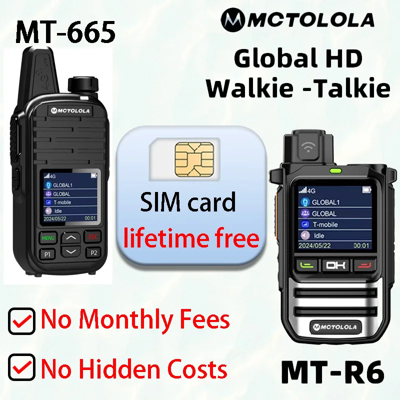 모토로라 (SIM 평생 무료) 글로벌 4G POC 무전기, 5000km 원격 무전기, 글로벌 경찰 민간 차량용 무전기