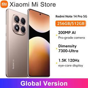 글로벌 버전 샤오미 레드미 노트 14 프로 5G 스마트폰 미디어텍 디멘시티 7300-울트라 200MP AI 카메라 NFC 6.67인치 AMOLED 디스플레이 IP68