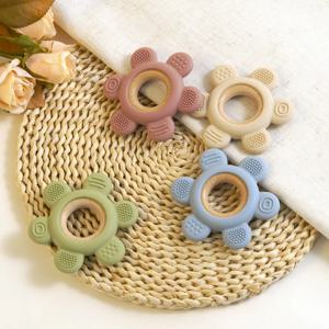 1PC 아기 실리콘 Teether 방향타 모양 목걸이 Teether 장난감 BPA 무료 실리콘 어린이 용품 유아 감각 씹는 장난감