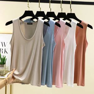 플러스 사이즈 L ~ 6XL 모달 여성용 탱크 탑 U 넥 여름 얇은 민소매 바닥 탑 루즈 티셔츠 조끼 컴포트 홈웨어