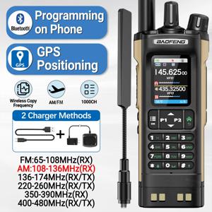 BAOFENG UV-32 GPS 에어 밴드 워키 토키 장거리 10W 멀티 밴드 블루투스 프로그래밍 무선 복사 주파수 양방향 라디오