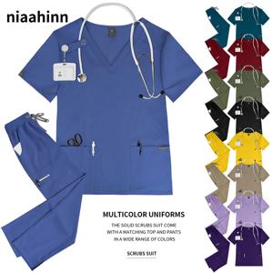 Niaahinn 유니폼 Medicos 치과 의사 간호사 작업복 여성 의료 간호사 유니폼 스크럽 유니폼 여성 스크럽 작업복 세트