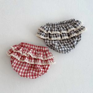 아기 소녀 격자 무늬 프릴 레이스 스커트 반바지 어린이 여름 페티코트 유아 투투 스커트 유아 Bloomers 케이크 Layeres PP 반바지 0-3t