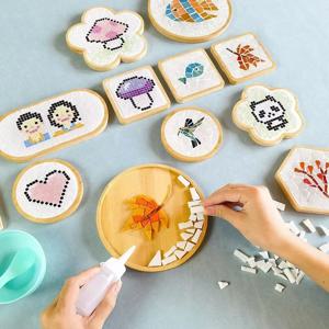 수제 DIY 모자이크 컵 매트 바닥 대나무 패드 하트 스퀘어 코스터 부모-자녀 조기 교육 무료 창조 수공예 장난감