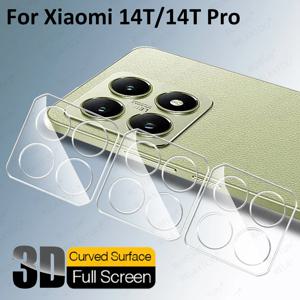 샤오미 14T Pro용 3D 투명 카메라 스크린 보호필름 3개, Mi 14TPro 14 T Xiaomi14T 5G HD 렌즈 보호 강화유리 필름 케이스