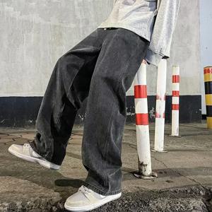 한국 스타일 streetwear 새로운 패션 헐렁한 캐주얼 남성 청바지 하이 스트리트 하라주쿠 데님 바지 남성 브랜드 바지 블랙 그레이 블루