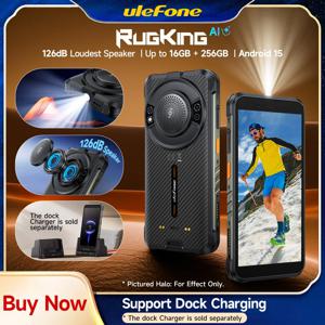 Ulefone RugKing 4G 견고한 전화기 Android 15 최대 16GB+256GB AI 스마트폰 9600mAh 방수 5.99