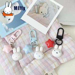 Kawaii Miffy 토끼 머리 작은 펜던트 귀여운 인형 열쇠 고리 배낭 자동차 펜던트 작은 장식품 사랑스러운 매력 장식 소녀 선물