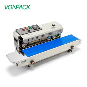 VONPACK FR-900 자동 수평 비닐봉투 필름 열 접착 연속 밴드 실러 기계 비상 정지 카운터