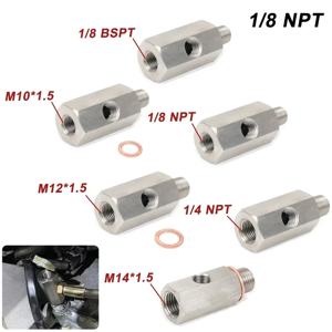 새로운 측면 오일 압력 센서 커넥터 1/8 NPT 암 - 1/4NPT 1/8NPT 1/8BSPT M10 M12 M14*1.5 급유 라인 게이지 티 어댑터