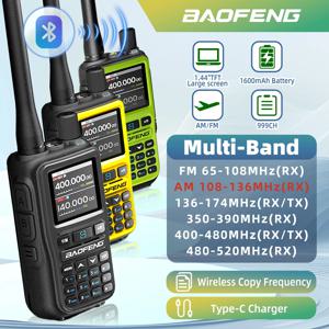 1/2PCS Baofeng UV-5R 미니 워키 토키 듀얼 밴드 듀얼 PTT 블루투스 프로그래밍 주파수 타입-C 충전기 AM/FM 캠핑 휴대용