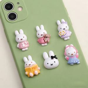 6개입 핫 만화 미피 시리즈 DIY 레진 장난감 창의적인 귀여운 폰케이스 신발 버클 키체인 펜던트 장난감