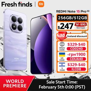 【월드 프리미어】샤오미 레드미 노트 15 프로 5G 글로벌 버전 미디어텍 디멘시티 7400-울트라 6.83인치 AMOLED 디스플레이 200MP 메인 카메라