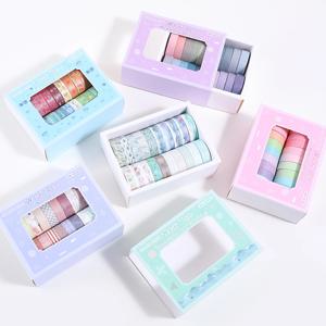20 롤 다채로운 와시 테이프 세트, 스크랩북 저널링을 위한 과일 식물 기하학적 패턴 DIY 선물 장식, 문구 선물