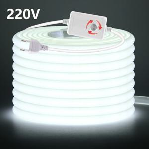220V 디밍 가능 COB LED 네온 스트립 라이트(스위치/디머 포함) EU 전원 키트 288Led/M 방수 3000K 4000K 6000K 유연한 램프 장식