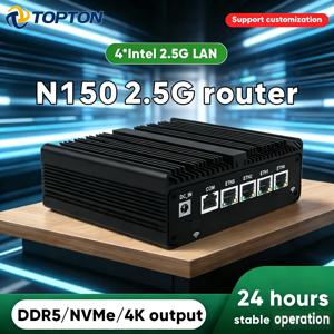 토포튼 N150 pfSense 방화벽 소프트 라우터 J6412 J5005 6305 4x i226-V 2.5G LAN 베어본 팬리스 미니 PC HDMI2.0 DP AES-NI OPNsense