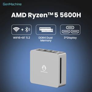 45W TDP, 4K@60Hz WiFi6 초슬림 크리에이티브 작업용 Genmachine AMD Ryzen 5475U 5500U 5560U 5600H 미니 PC 부드러운 멀티태스킹