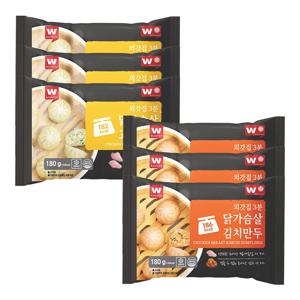 저칼로리 닭가슴살 고기만두 180gX3팩 + 김치만두 180gX3팩