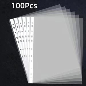 50/100개 투명 A4 플라스틱 파일 폴더 - 11홀 3링 바인더 호환, 사무실, 학교, 가정용 내구성 있는 PP 문서 슬리브