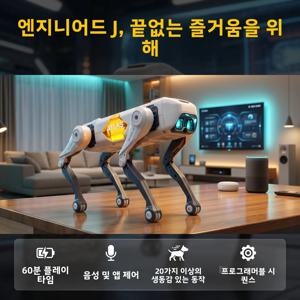 AI 스마트 로봇 강아지, 음성 및 앱 제어, 프로그래밍, 춤추기, 노래하기, 어린이 선물 및 친구로 활용 가능한 1200mAh 배터리