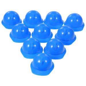 20Pcs 미니어처 건설 모자 재사용 가능한 플라스틱 안전 헬멧 케이크 토퍼 와인 병 뚜껑 치킨 야외 헤드 커버