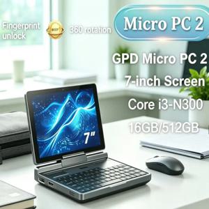 2026 얼티밋 초이스 GPD 마이크로 PC 2 내구성 미니 노트북 N300 512GB SSD 16GB 램 7인치 터치스크린 휴대용 PC 윈도우 11