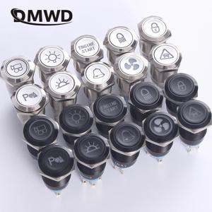 알루미늄 도금 금속 LED 조명 로고 맞춤형 자동차 스피커 경적 버튼 스위치, 19mm 알루미늄 황동, 12V 고리형 리셋