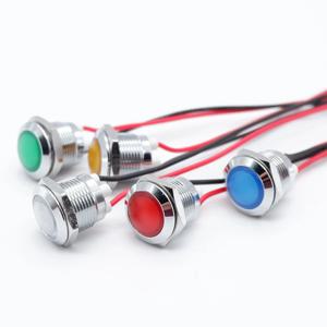 12mm 방수 LED 금속 경고 표시 등 파일럿 신호 램프 IP66 3V 5V 6V 9V 12V 24V 220v 빨간색 노란색 파란색 녹색 흰색