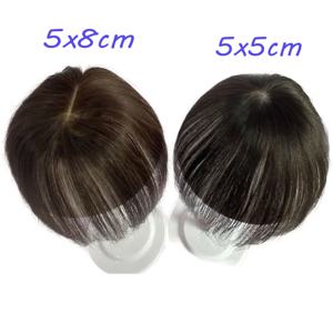 5X8CM 실크베이스 버진 인간의 머리카락 미니 토퍼 여성 Toupee 2 클립 자연 두피 피부 부분 탑 대머리 또는 흰 머리카락을 숨기기