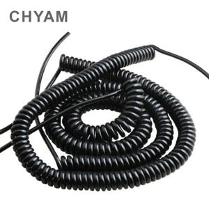 검정색 와이어 스프링 나선형 케이블 멀티 2/3/4/5 코어 핀 0.3/0.5/1/2/2.5mm 전원 코드는 인장 와이어를 연장할 수 있습니다