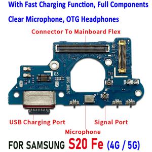 새로운 USB 충전기 충전 포트 독 커넥터 마이크 보드 메인 케이블 교체 삼성 S20 Fe 4G G780F / 5G G781V