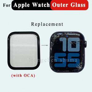 Apple Watch 시리즈 1 4 5 6 SE 44MM 40MM 7 8 41mm 45mm 외부 안경 렌즈 패널 OCA 교체 수리 용 외부 유리 스크린
