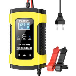 Foxsur-완전 자동 자동차 배터리 충전기, 12V 5A 스마트 빠른 전원 충전 AGM 젤 습식 건식 납산 디지털 LCD 디스플레이
