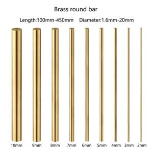 1-10pcs 직경 1.6-20mm 황동 바 막대 황동 라운드 바 길이 100-450mm 나이프 핸들 부품 용 스틱 DIY 액세서리