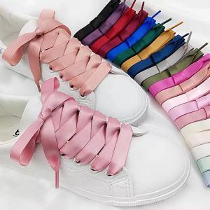 실크 신발 끈 새틴 리본 플랫 신발 끈 여성 운동화 신발 끈 부츠 신발 끈 길이 80CM 100CM 120CM 150CM