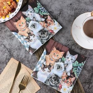 20pcs/Pac 새로운 다채로운 인쇄 냅킨 파티 티슈 페이퍼 페이셜 티슈 웨딩 티슈 페이퍼 Diekubat 종이 냅킨 고양이 패턴