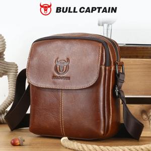 BULLCAPTAIN 가죽 남성용 메신저 백 비즈니스 숄더 백 7.9 인치 Ipad 미니에 적합 고품질 남성 크로스 바디 백