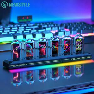 스마트 RGB 닉시 튜브 시계 무드등 블루투스 앱 DIY 디지털 아날로그 글로우 데스크탑 장식 조명 게임용 홈데코