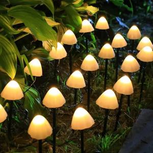 10 LED 태양광 버섯 조명 야외 방수 장식용 가로등 잔디 정원 파티오 크리스마스 휴일 장식