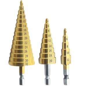 4-12/20/32mm HSS 티타늄 코팅 스텝 드릴 비트 드릴링 전동 공구 금속 고속 강철 목재 홀 커터 스텝 콘 드릴 비트