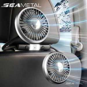 SEAMETAL 자동차 선풍기 냉각 듀얼 헤드 타입 C USB 자동차 선풍기, 3 속도 조절 가능, LED 조명 장착 에어 선풍기, 자동차 액세서리