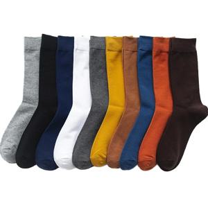 5 쌍 고품질 봄 가을 남성면 양말 Size38-45 남성용 긴 양말 드레스 양말 남성 선물 비즈니스 캐주얼 삭스