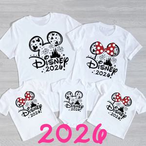 2026 디즈니 여행 미키 미니 마우스 가족 매칭 셔츠 코튼 아빠 엄마 형제 자매 키즈 티셔츠 베이비 롬퍼 매칭 옷