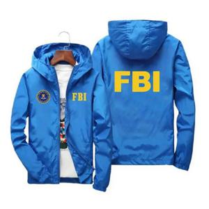 하이 퀄리티 FBI 프린트 야외 스포츠 재킷, 용수철 후드 방풍 패션, 캐주얼 브랜드 스포츠 재킷, 2024 신상