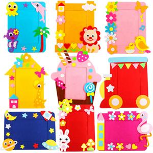 3 개/대 DIY 만화 동물 6 인치 사진 프레임 어린이 수제 공예 미술 장난감 소녀 홈 장식 유치원 Applique