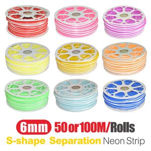 6mm 별도의 실리콘 네온 스트립 50/100M 롤 120Led S-Bendable 새로 유연한 Led 테이프 LED DIY 네온 사인 방수 IP67